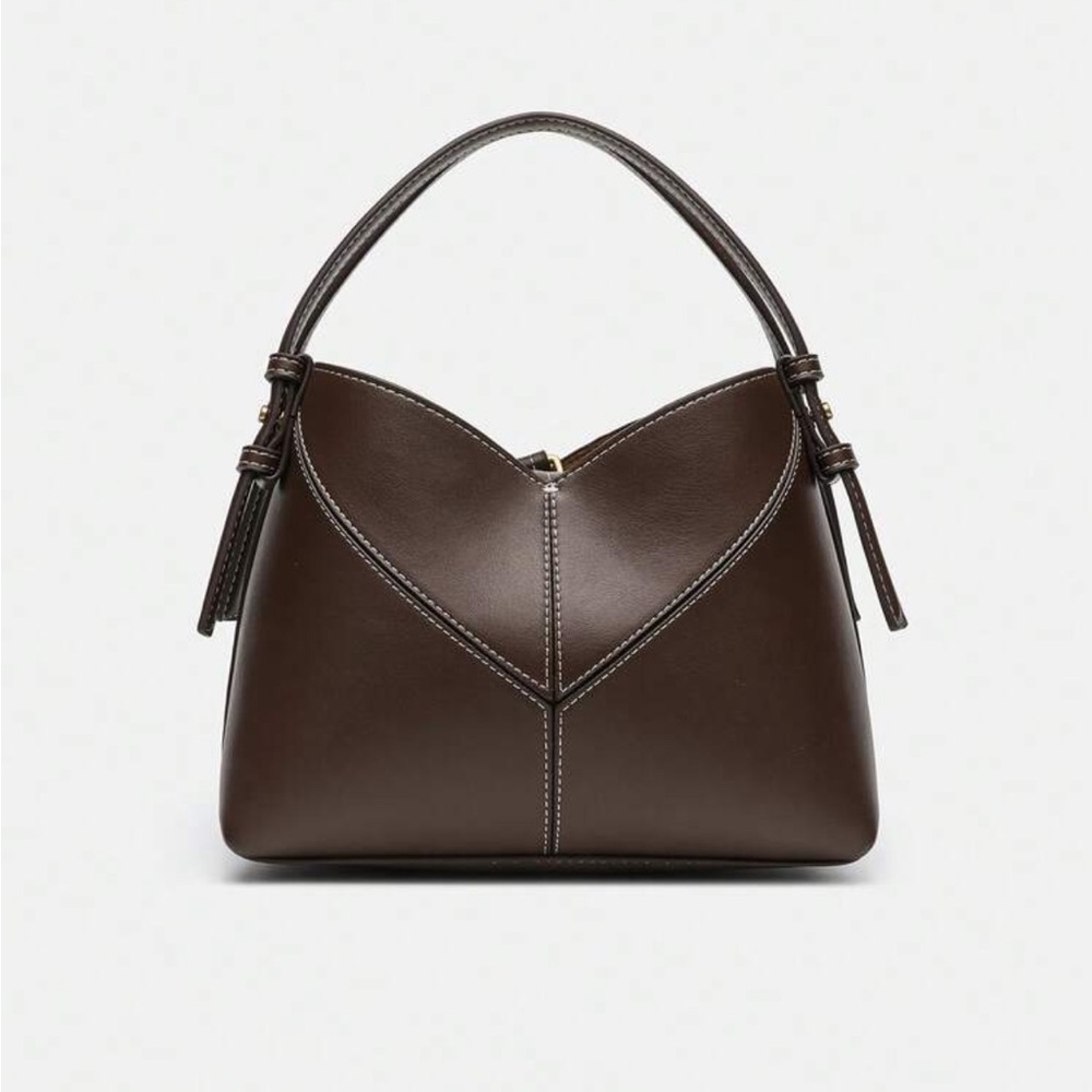 Brown faux leather top handle bag - Picture 5 of 9